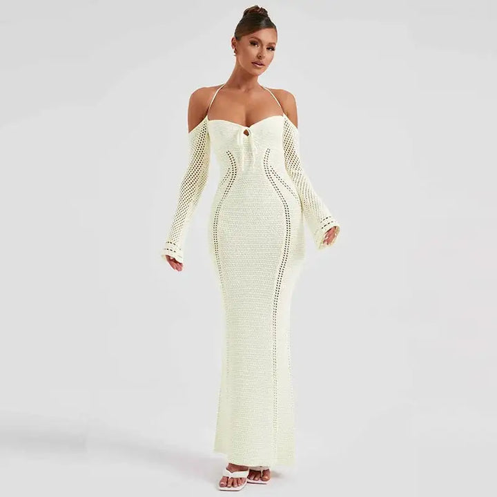 Emma | Off Shoulder Halter Knit Dress