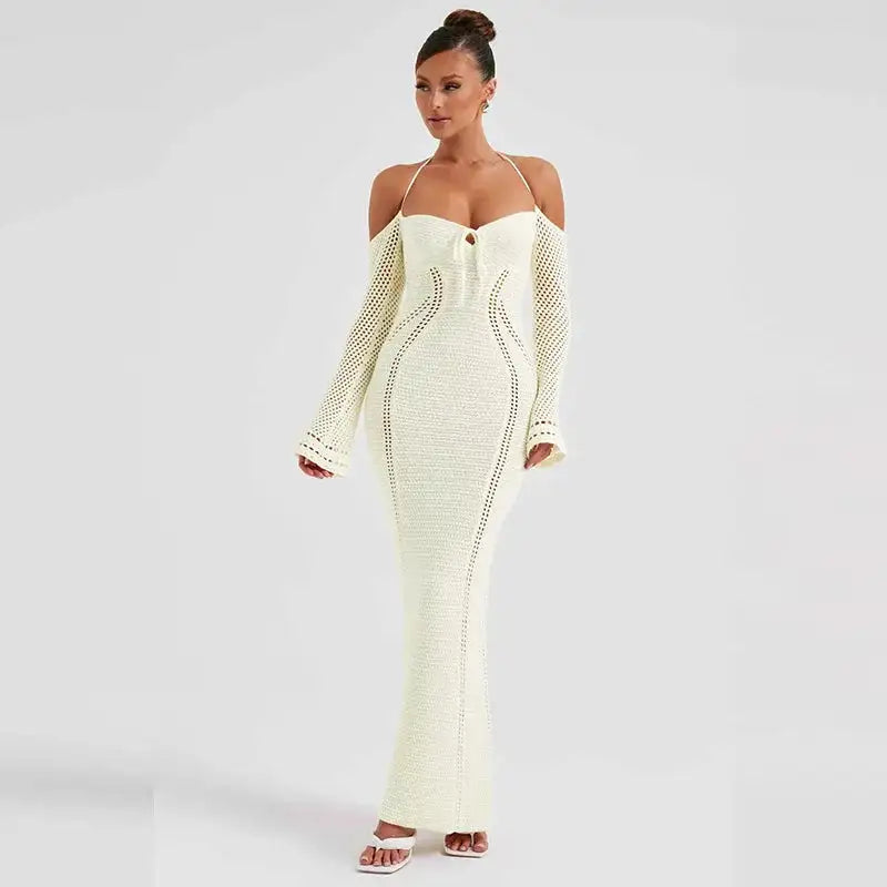 Emma | Off Shoulder Halter Knit Dress